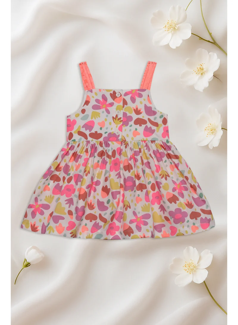 Nautinati Nautinati Yellow & Blue Floral Print Dress for Girls